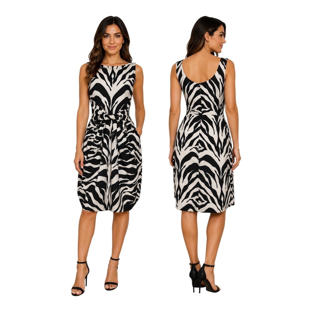 Kate Spade "Jillian" Linen Sleeveless Zebra Print Dress Sz 6